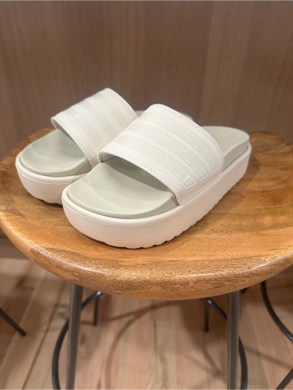 adidas Platform Slide Sandals in Off-White